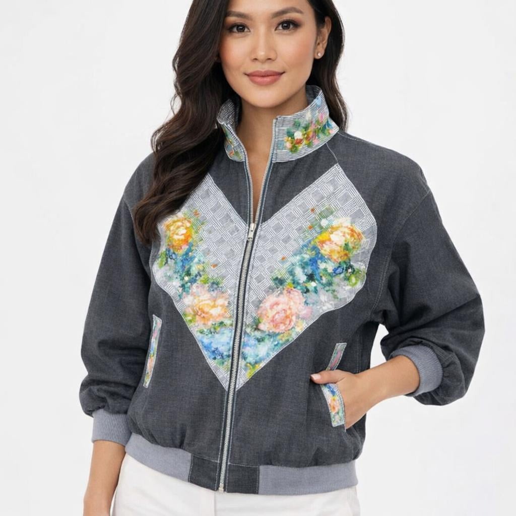 ALICIA 3.0 CLINT ART DENIM BOMBER BOLERO