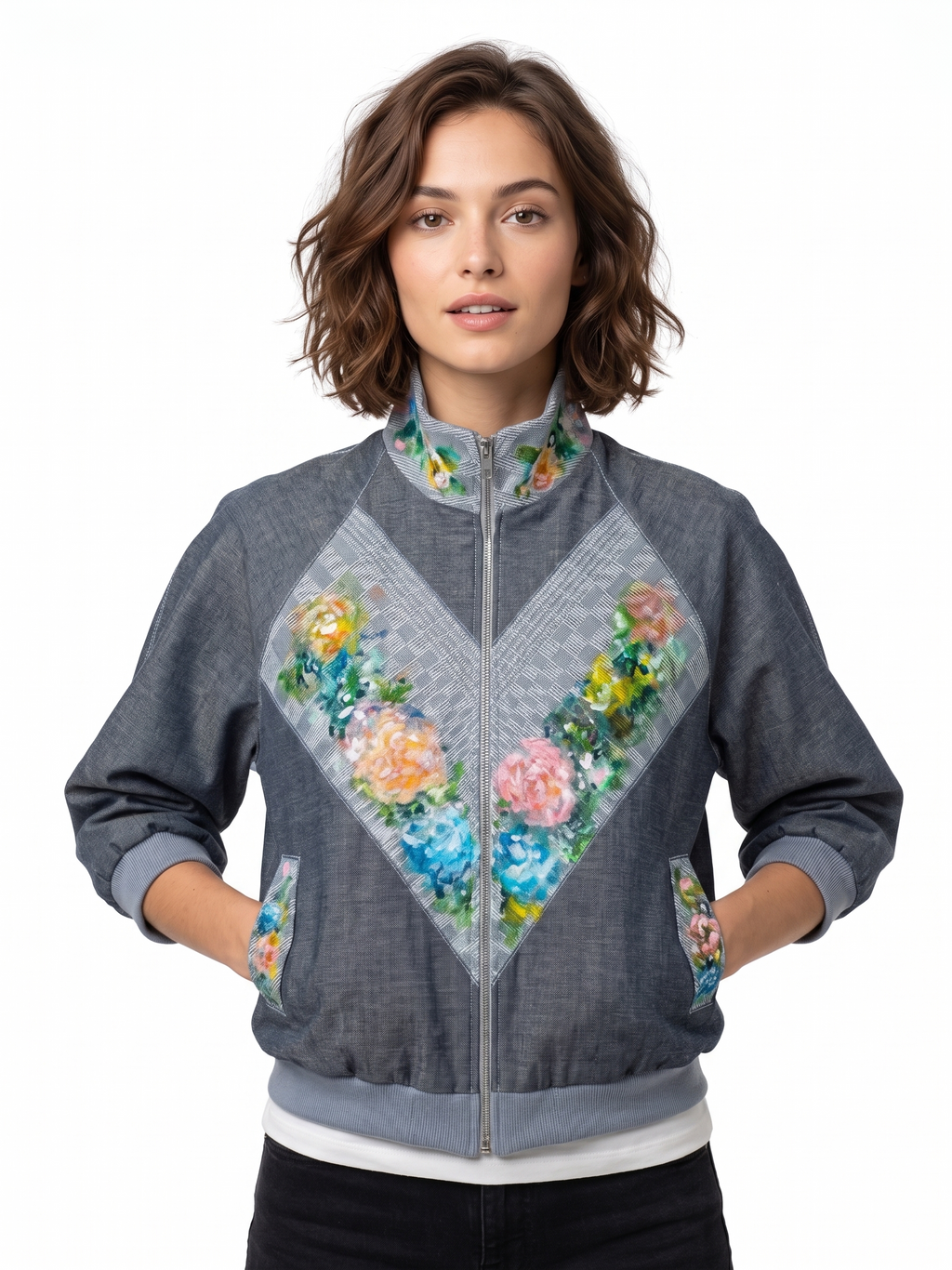 ALICIA 3.0 CLINT ART DENIM BOMBER BOLERO V1