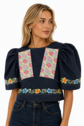 JILLIAN YAKAN DENIM PUFF SLEEVES BOLERO