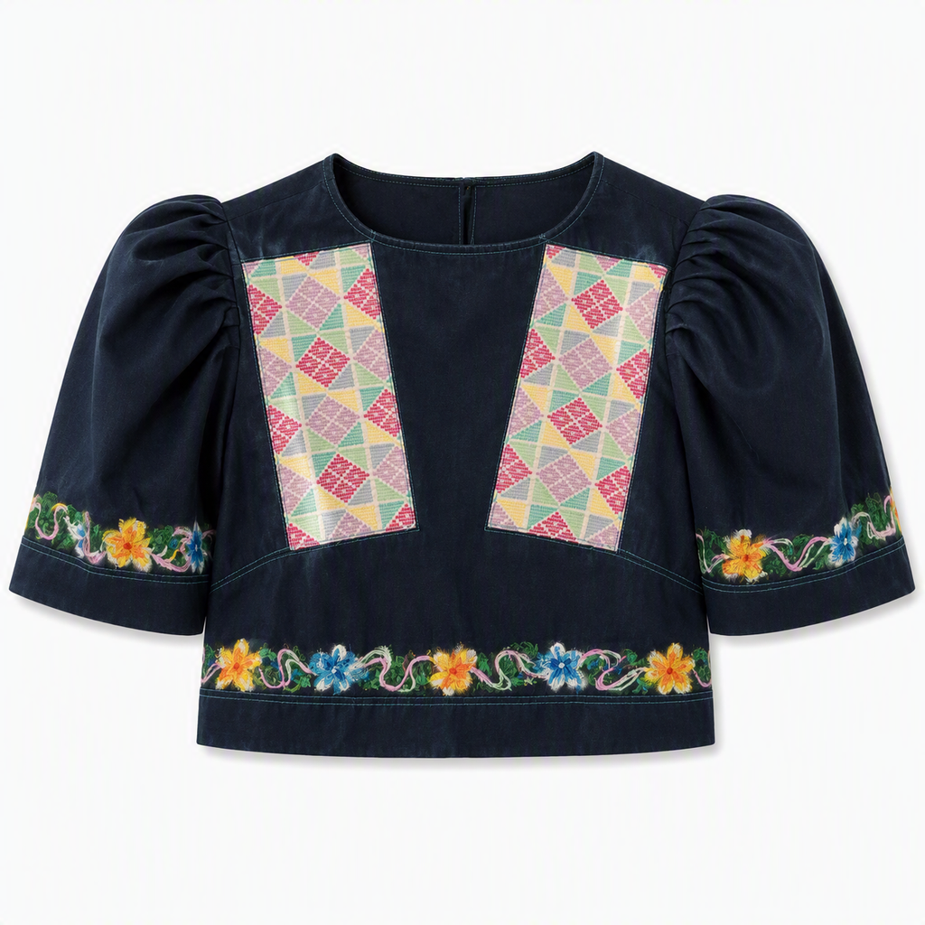 JILLIAN YAKAN DENIM PUFF SLEEVES BOLERO