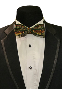 GREEN AND YELLOW CHEVRON BOW TIE