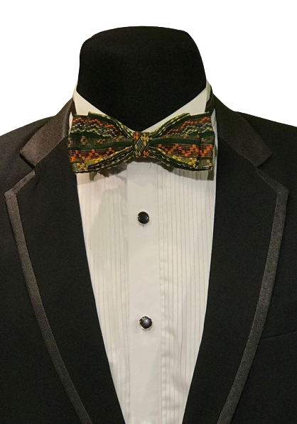 GREEN AND YELLOW CHEVRON BOW TIE